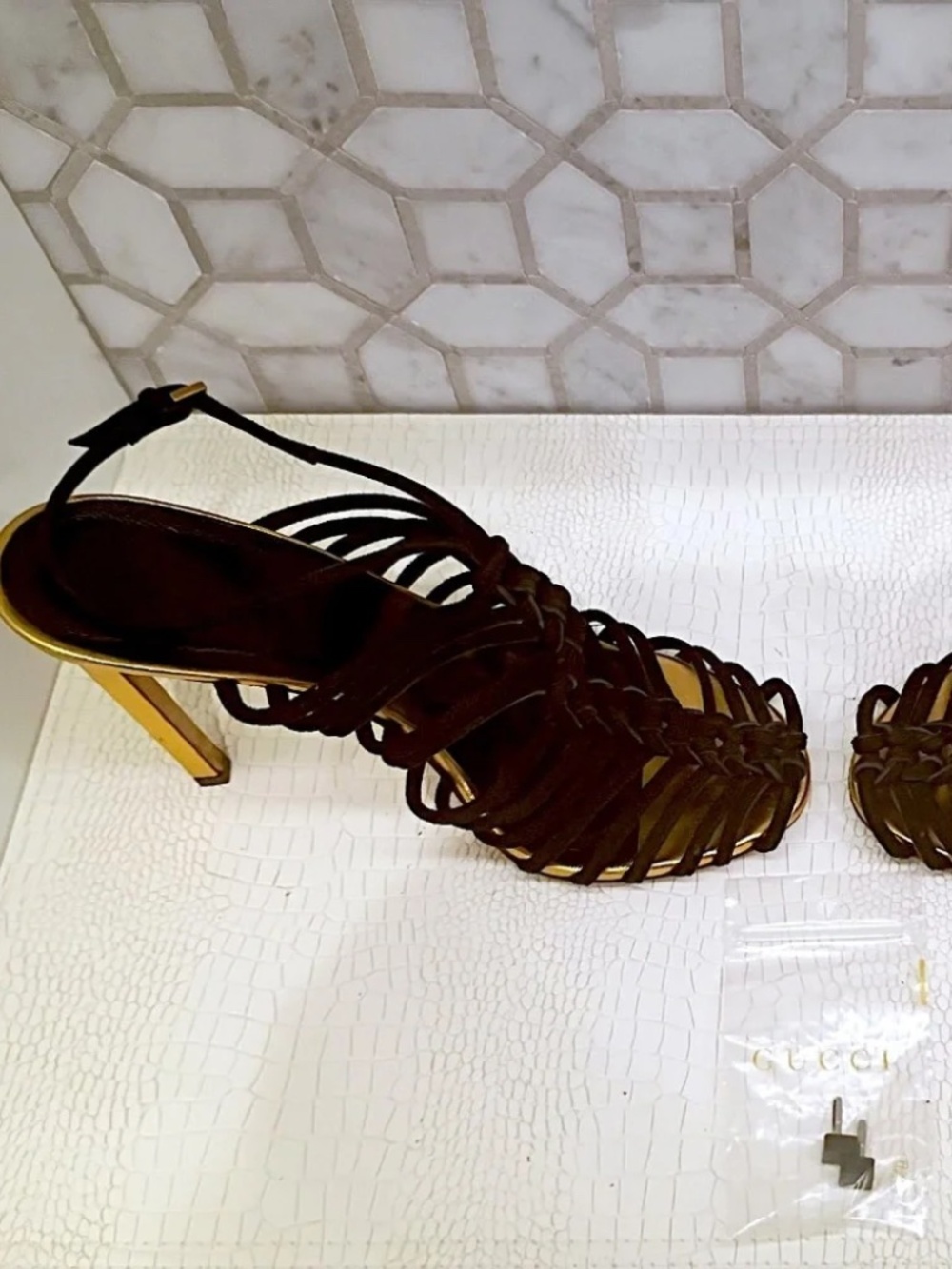 🔥 GUCCI Caged Angelique Heels EU 38.5 US 8/8.5 USED - Picture 8 of 16